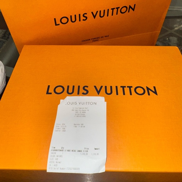 Louis Vuitton Cream Wedge Shoes with Ankle Straps